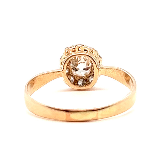 Antique GIA 0.71 Carat Old European Cut Diamond 14 Karat Rose Gold Cluster Ring Rings Jack Weir & Sons   