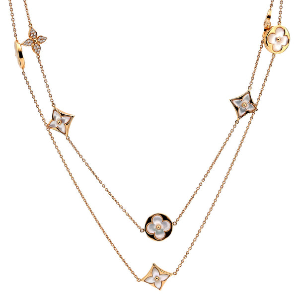 Louis Vuitton French diamond mother of pearl 18k gold Blossom Sautoir necklace Louis Vuitton