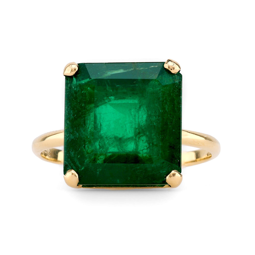 Vintage 8.89 Carat Emerald 18K Yellow Gold Cocktail Ring