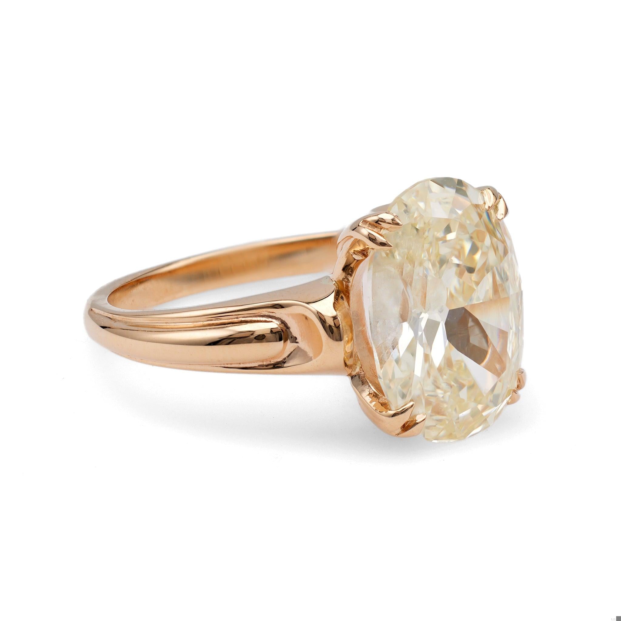 Mid-Century GIA 3.06 Carat Oval Cut Diamond 14k Rose Gold Solitaire Ring  Jack Weir & Sons   