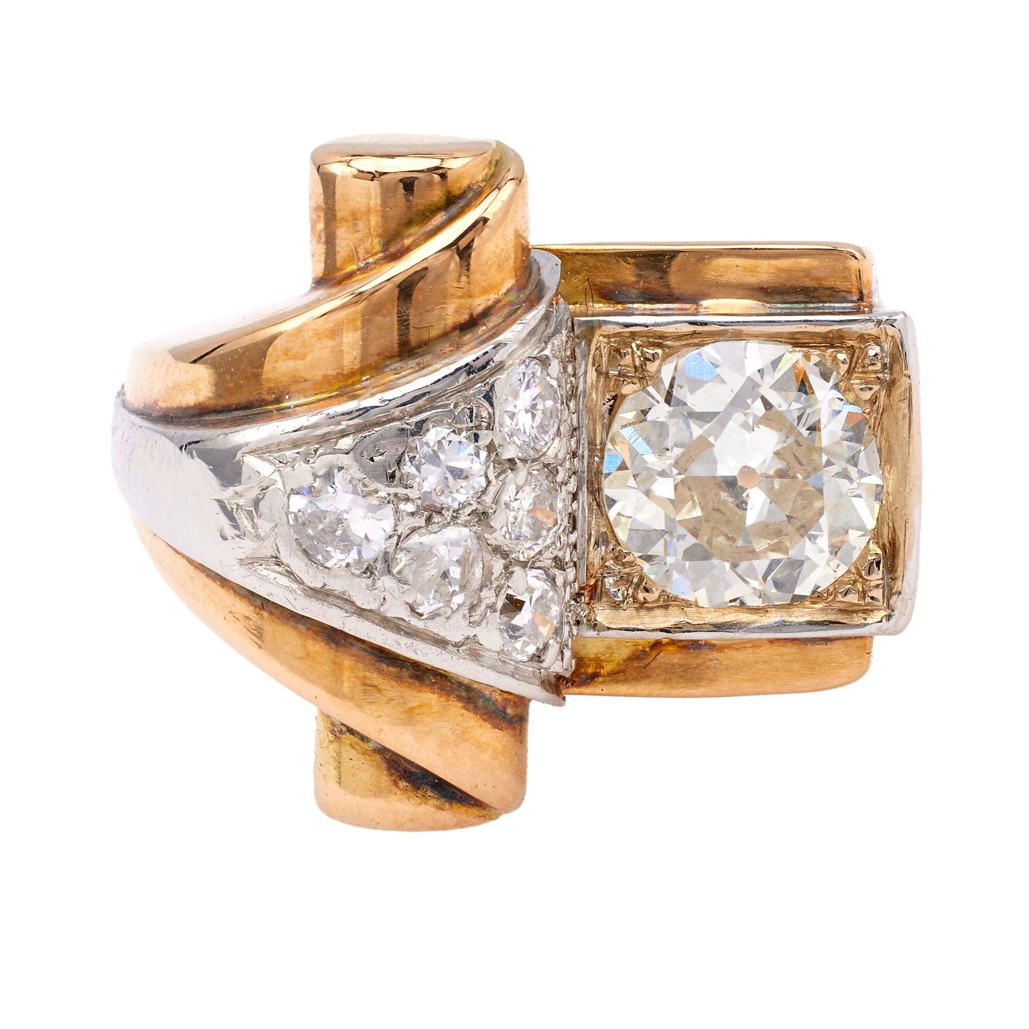 Retro French Diamond Two Tone Ring  Jack Weir & Sons   