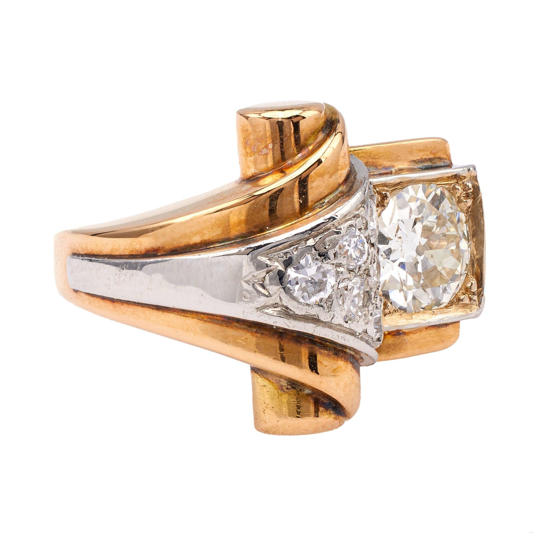 Retro French Diamond Two Tone Ring  Jack Weir & Sons   