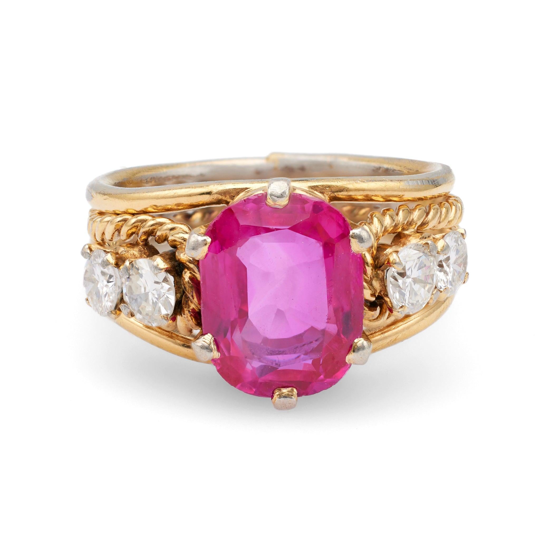 Retro Ruby and Diamond 18k Yellow Gold Ring  Jack Weir & Sons   