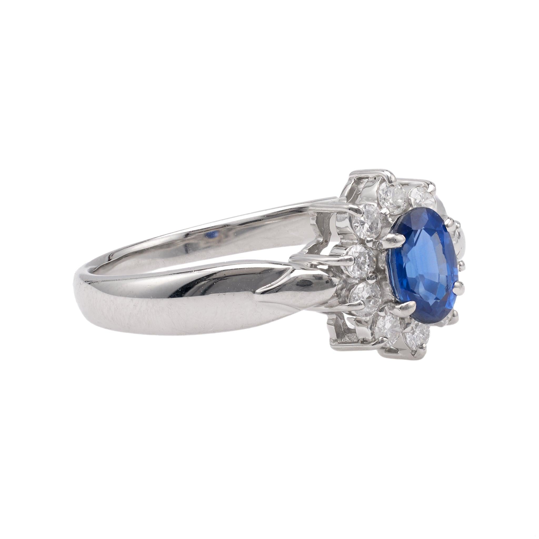 Sapphire Diamond Platinum Cluster Ring  Jack Weir & Sons   