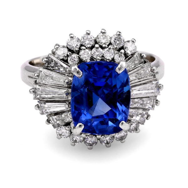 Platinum, Sapphire, and Diamond Ballerina Ring Rings Jack Weir & Sons   