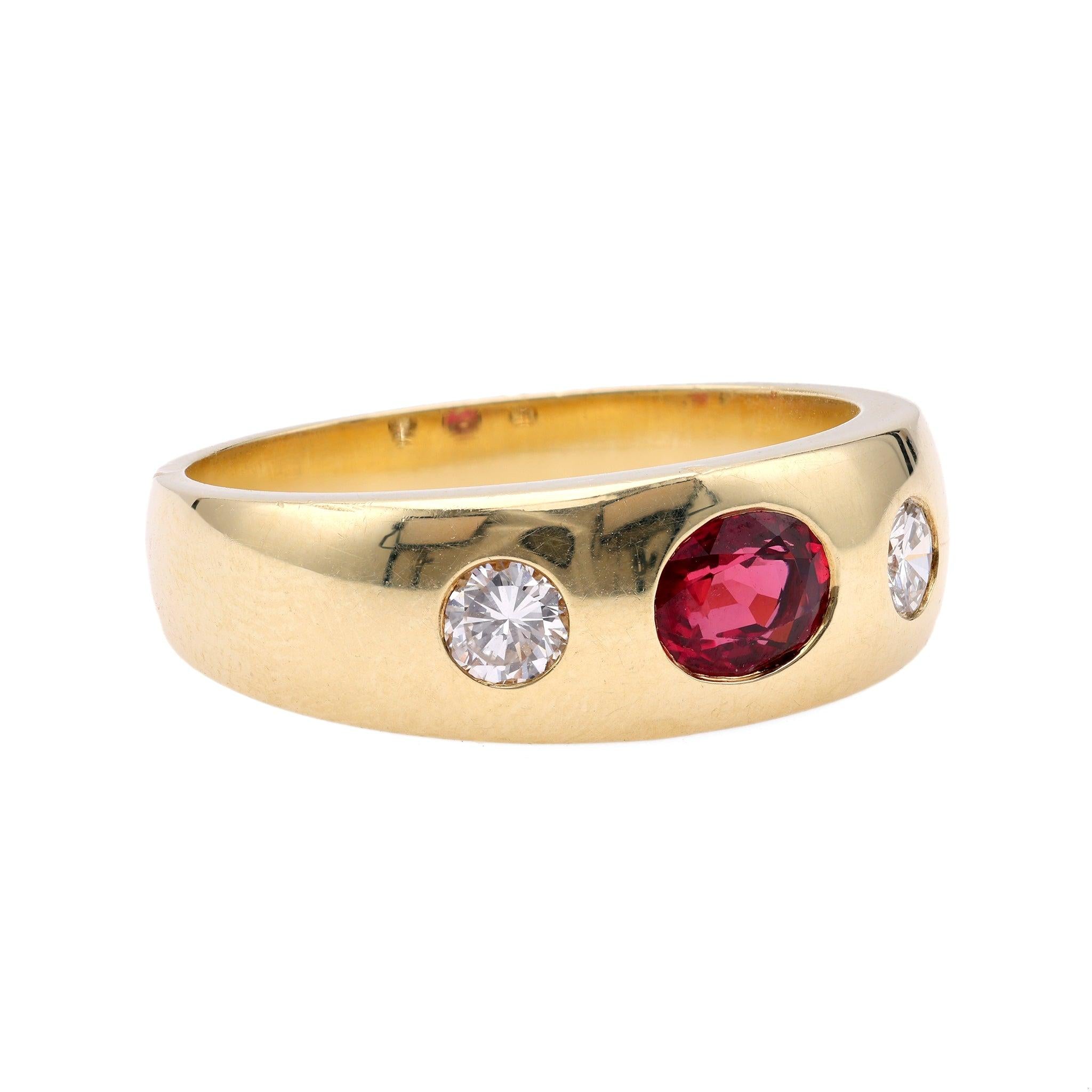 Vintage Austrian Ruby Diamond 14k Yellow Gold Ring  Jack Weir & Sons   