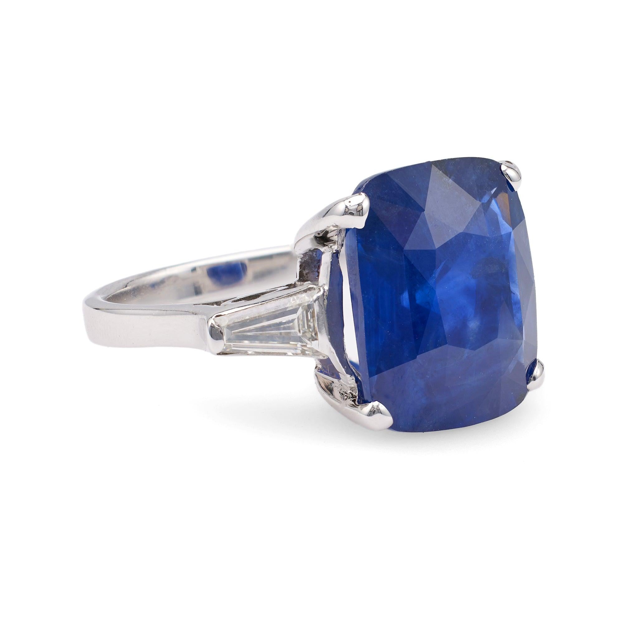 Vintage French GIA 8.20 Carat Ceylon Sapphire Diamond 18k White Gold Ring Rings Jack Weir & Sons   