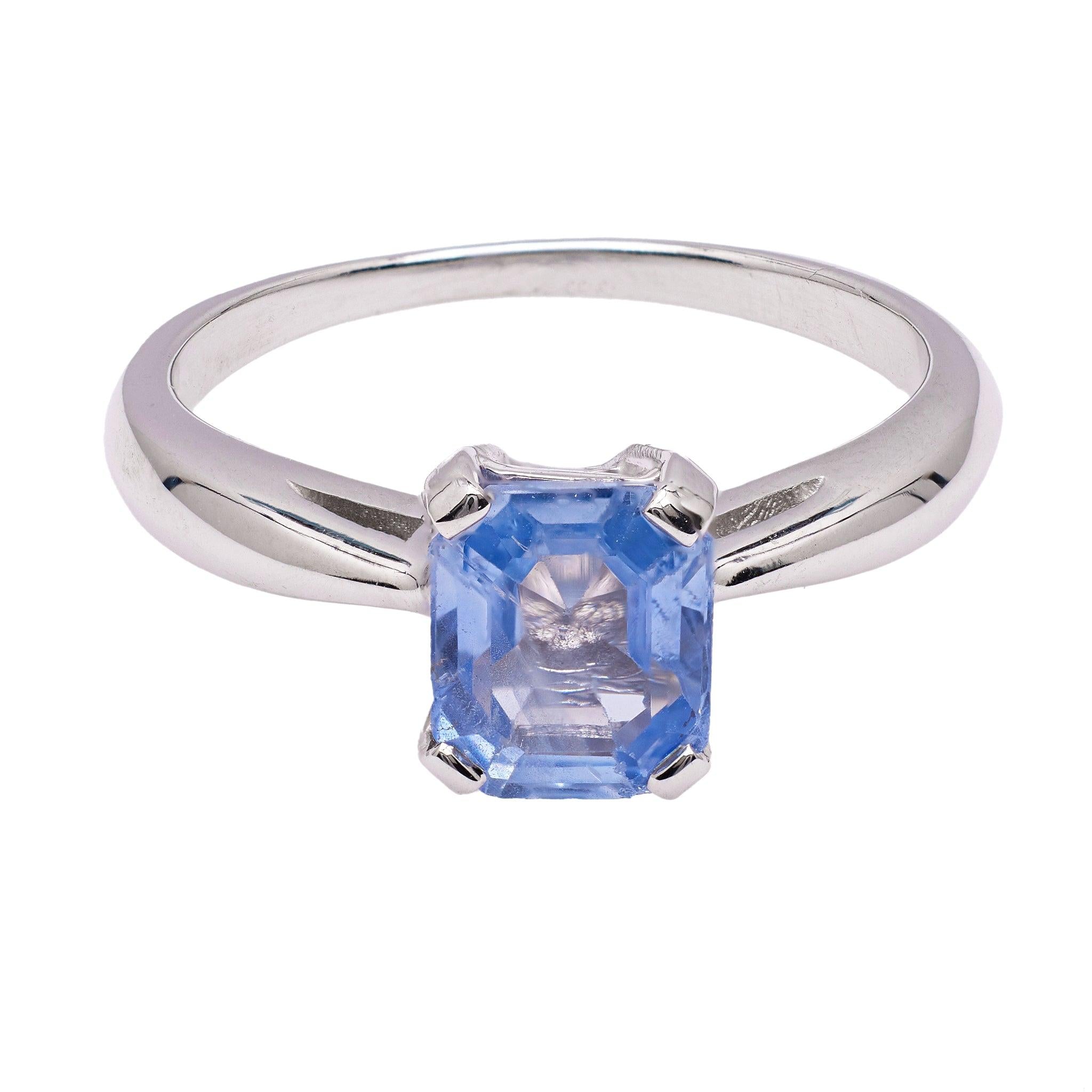 Vintage Sapphire 18k White Gold Solitaire Ring  Jack Weir & Sons   