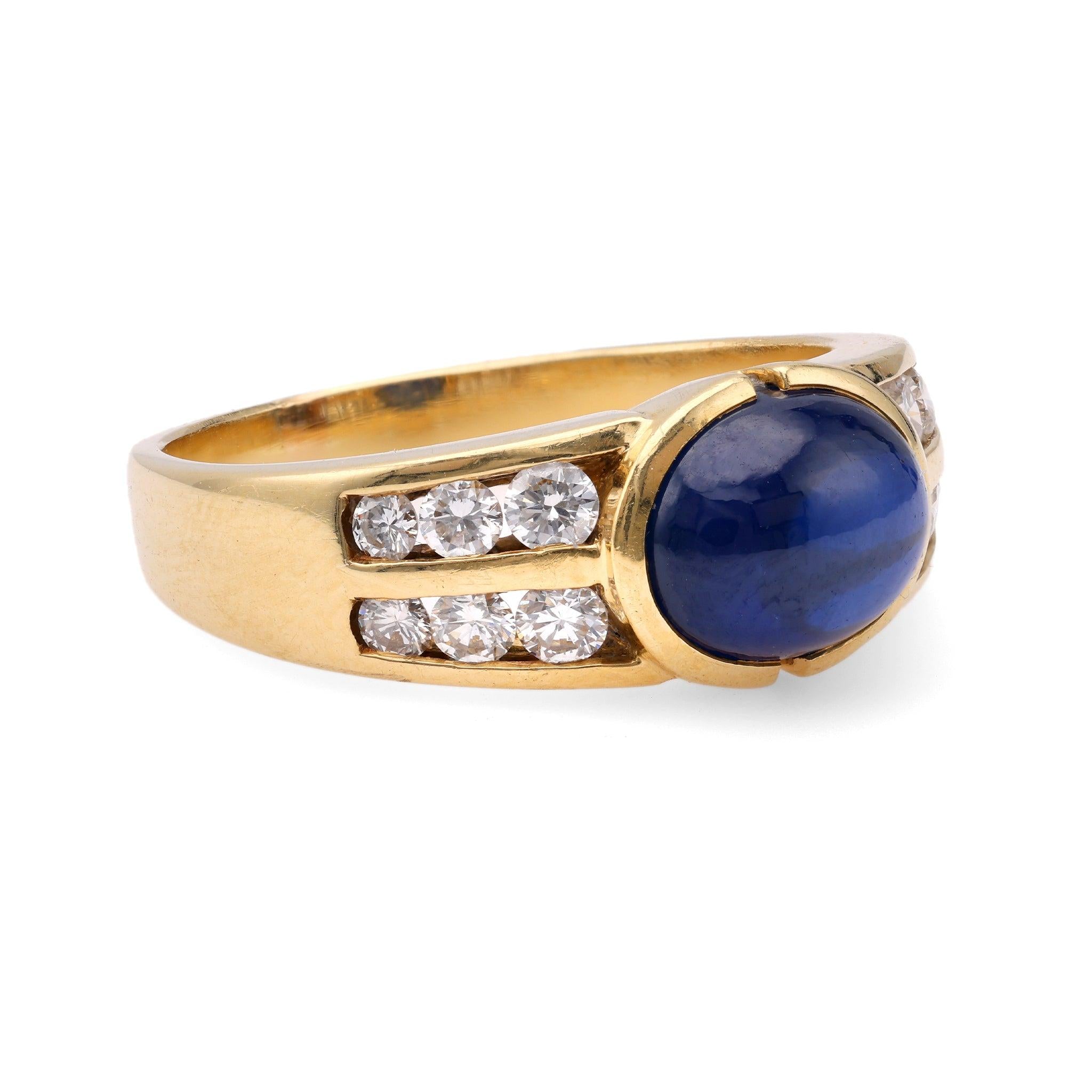 Vintage Sapphire Diamond 18k Yellow Gold Ring  Jack Weir & Sons   