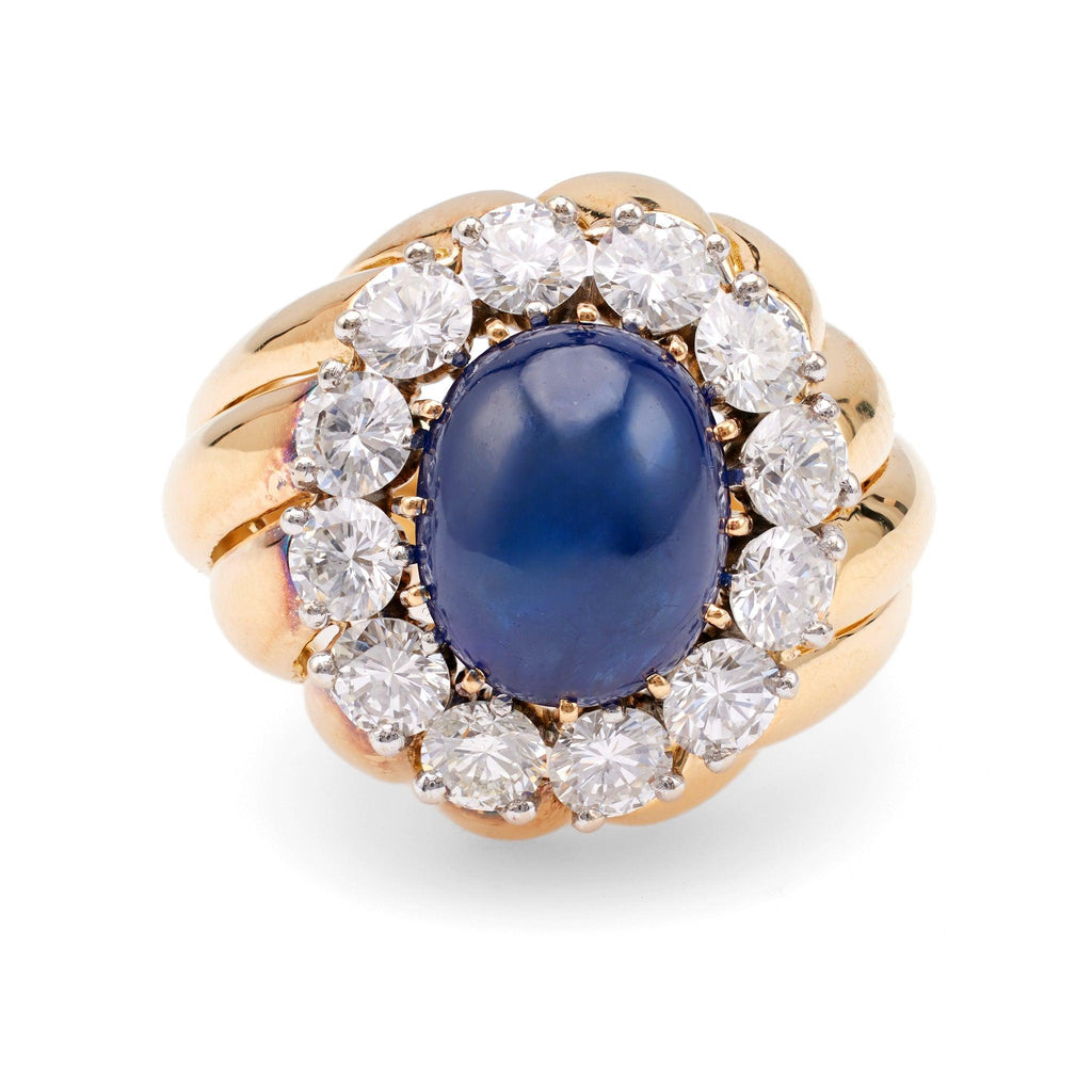 Vintage Van Cleef & Arpels GIA Burma No Heat Sapphire Diamond 18k Yellow Gold Ri Rings Van Cleef & Arpels   