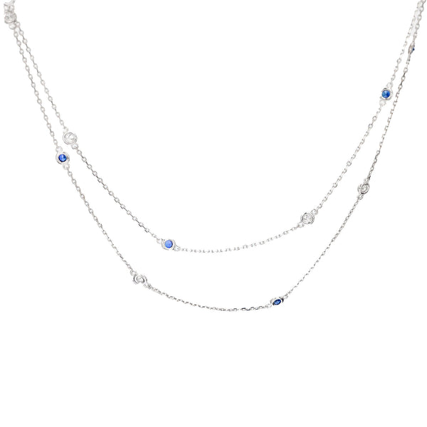 Vintage sapphire diamond 14k white gold "diamonds by the yard" style chain Yard