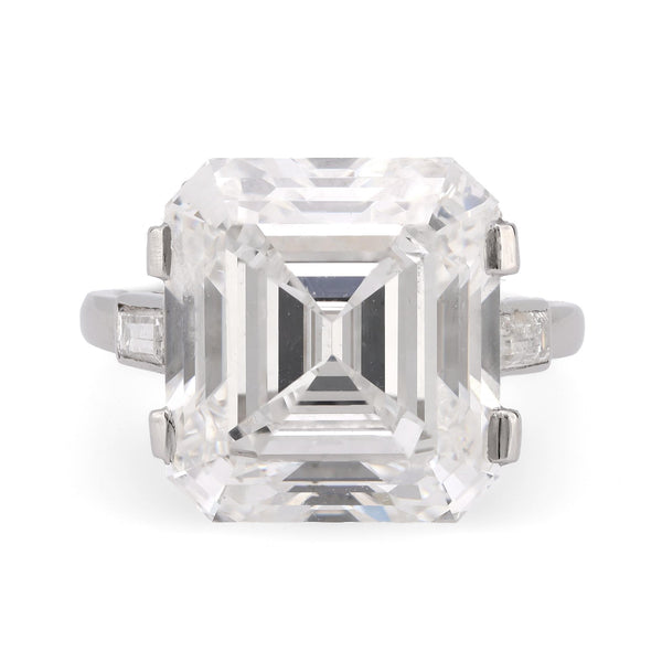 French GIA 10.7 Carat Asscher Cut Diamond Platinum Engagement Ring  Jack Weir & Sons   