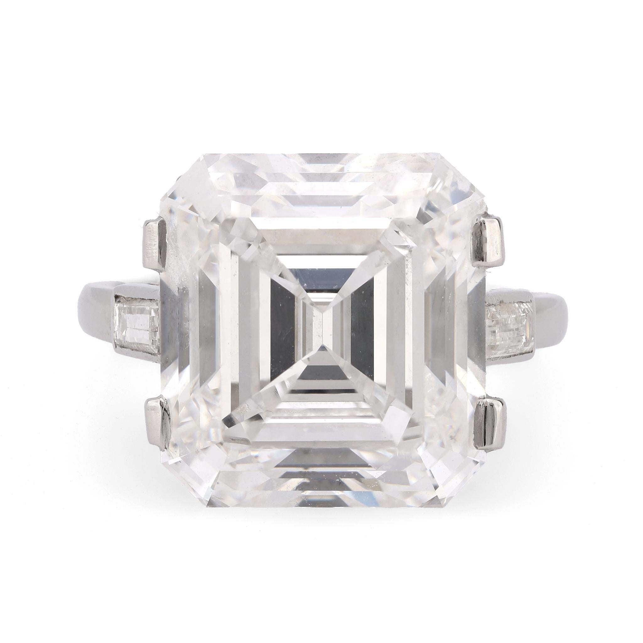 French GIA 10.7 Carat Asscher Cut Diamond Platinum Engagement Ring  Jack Weir & Sons