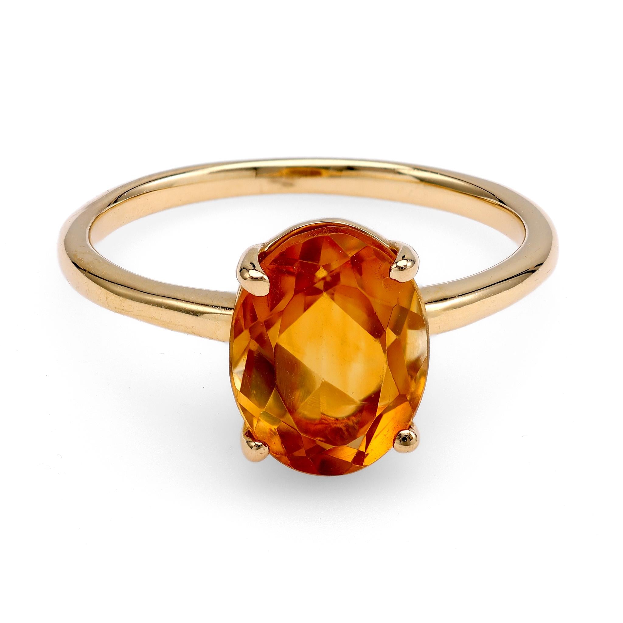 14k Yellow Gold Citrine Solitaire Ring  Jack Weir & Sons   