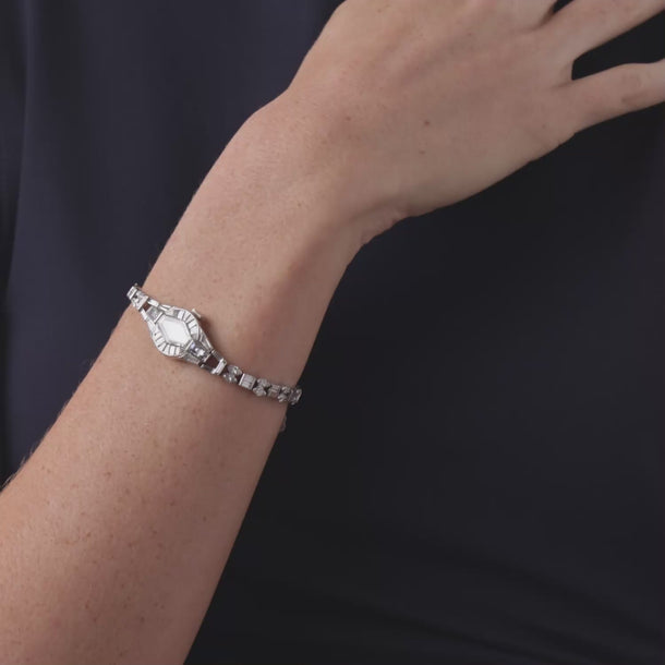 Art Deco GIA diamond face 9.00 carat diamond platinum cocktail watch