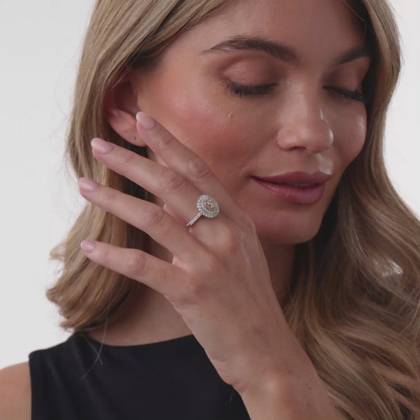 Contemporary pink diamond 18K white and rose gold ring