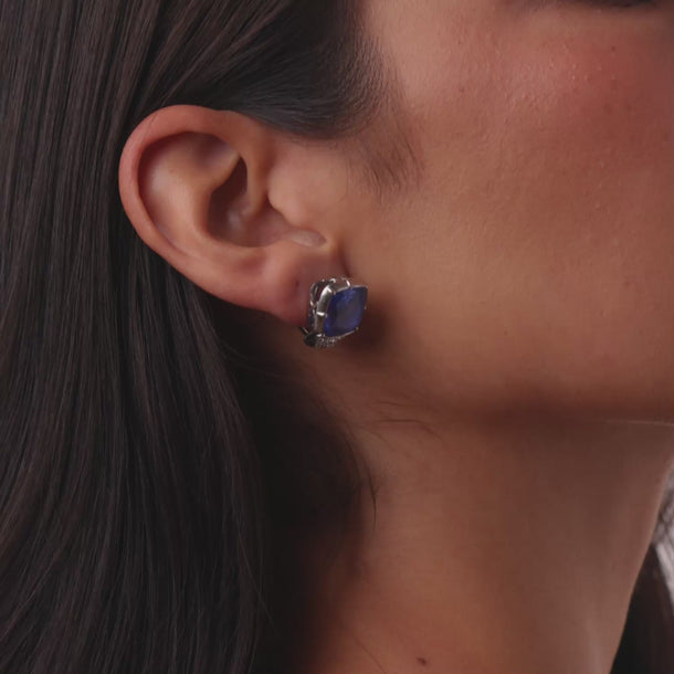 Boucheron French SSEF 24.00 carat no heat sapphire diamond platinum earrings