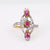 French Ruby Diamond Two Tone Navette Ring