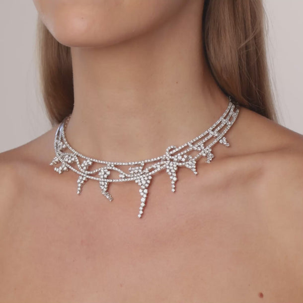Vintage 15.00 carat diamond 18k white gold necklace