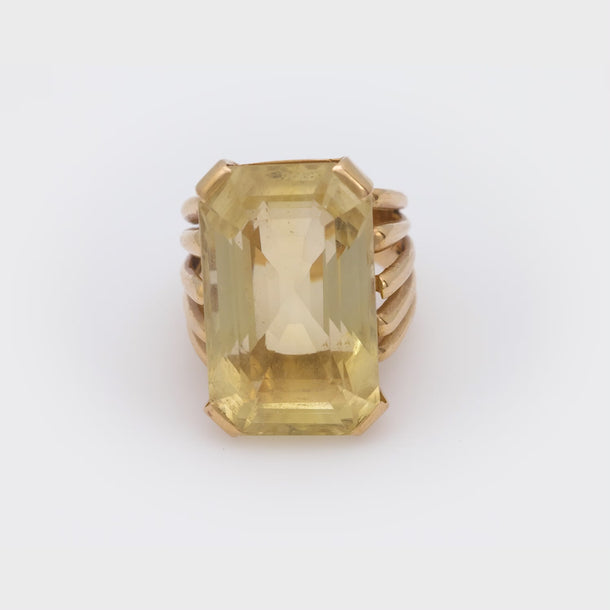 Vintage citrine 18k yellow gold cocktail ring Jack Weir & Sons