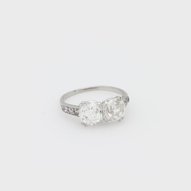 Art Deco GIA 2.95 carat old mine cut diamond platinum engagement ring Jack Weir & Sons