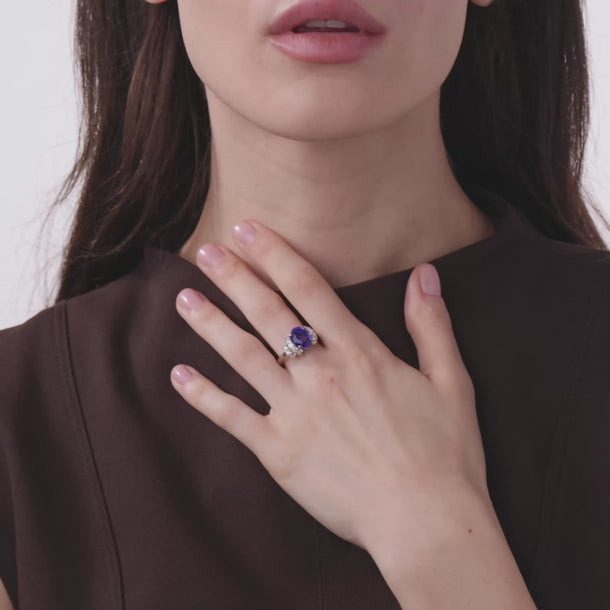 Vintage 3.93 carat tanzanite diamond platinum ring Rings Jack Weir & Sons