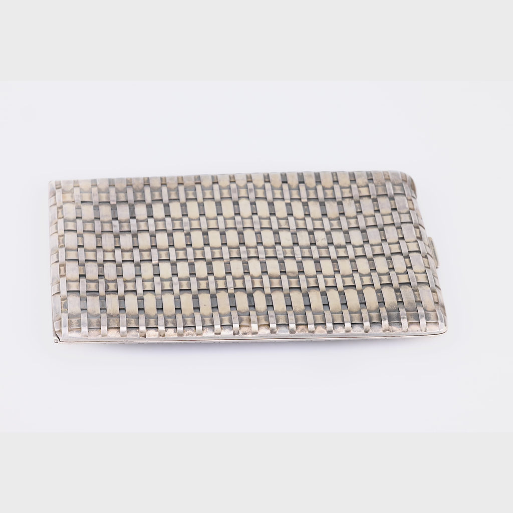 Art Deco Cartier silver weave pattern cigarette case