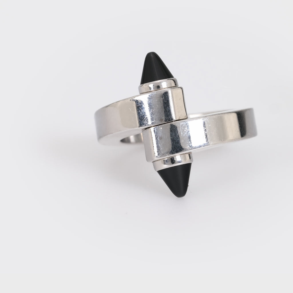 Cartier onyx 18k white gold menotte bypass ring Cartier