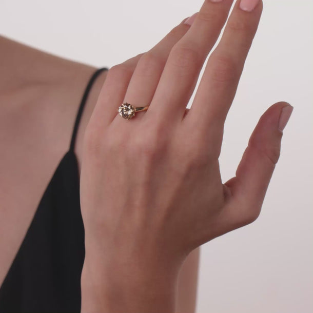 Vintage GIA 2.40 carat 14k yellow gold engagement ring