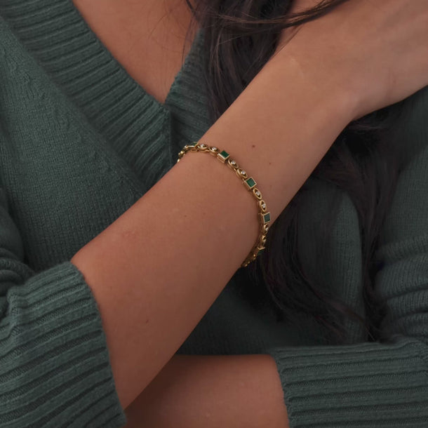 Vintage emerald diamond 18k yellow gold bracelet Bracelets Jack Weir & Sons