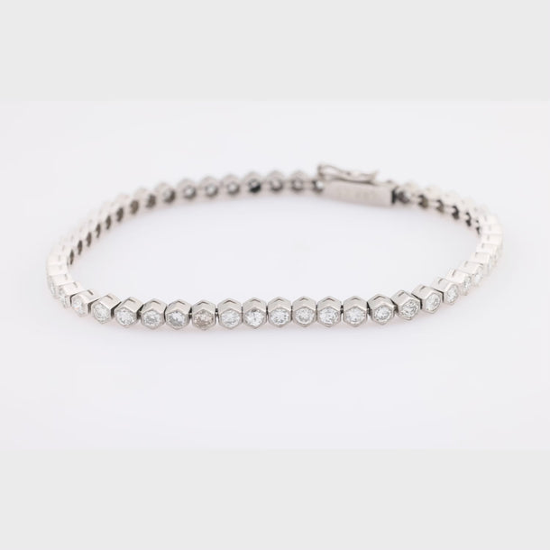 Edwardian inspired 3.89 carat total weight diamond platinum tennis bracelet Bracelets Jack Weir & Sons