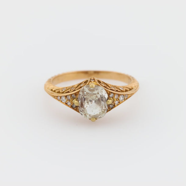 Modern GIA 1 carat old mine diamond 18k yellow gold engagement ring Jack Weir & Sons