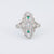 Art Deco Diamond Emerald Platinum Navette Ring