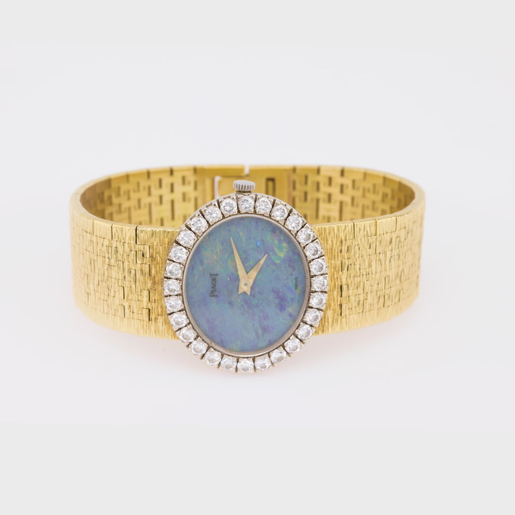 Piaget Diamond Black Opal Dial 18K Yellow Gold Depose Wristwatch