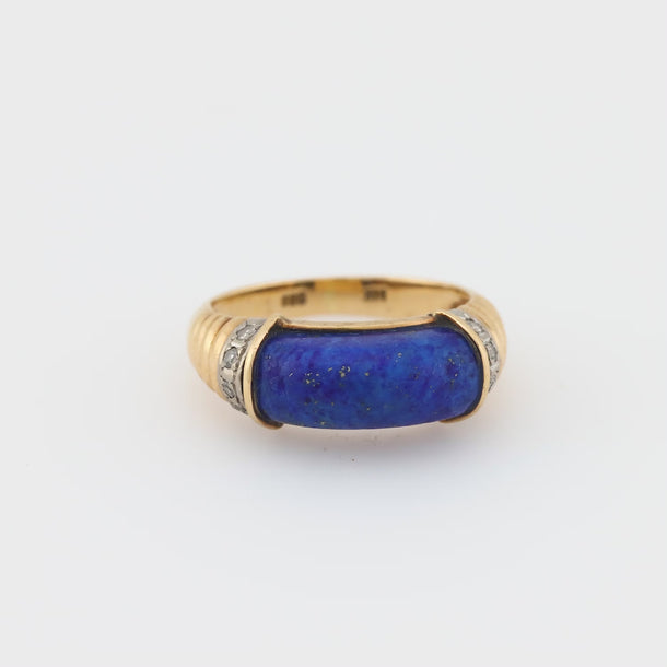Vintage lapis lazuli diamond 14k yellow gold band Jack Weir & Sons