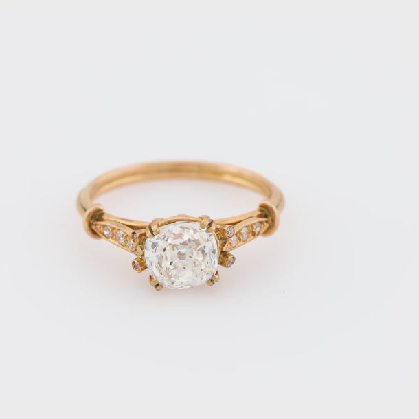 Modern GIA 1.51 carat old mine cut diamond 18k yellow gold engagement ring Jack Weir & Sons
