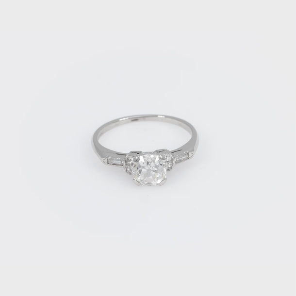 Art Deco GIA 1.23 carat old mine cut diamond platinum engagement ring Jack Weir & Sons