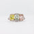 GIA Fancy Color Cushion Cut Diamond Platinum Three Stone Ring