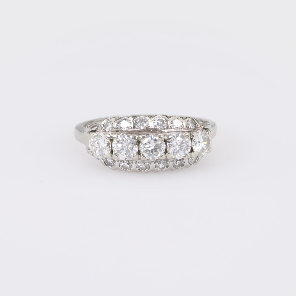 Art Deco Birks Diamond 18K White Gold Band