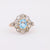 Precious antique aquamarine diamond 18k rose gold and silver cluster ring