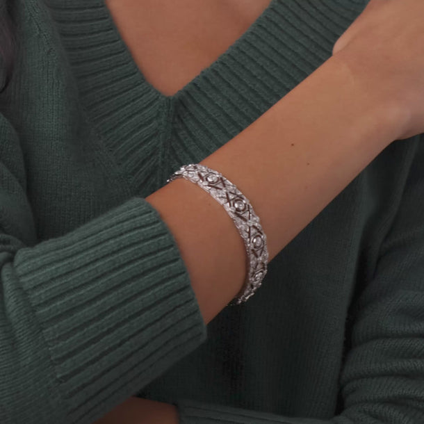 Art Deco 5.50 carat old European cut diamond platinum bracelet Bracelets Jack Weir & Sons