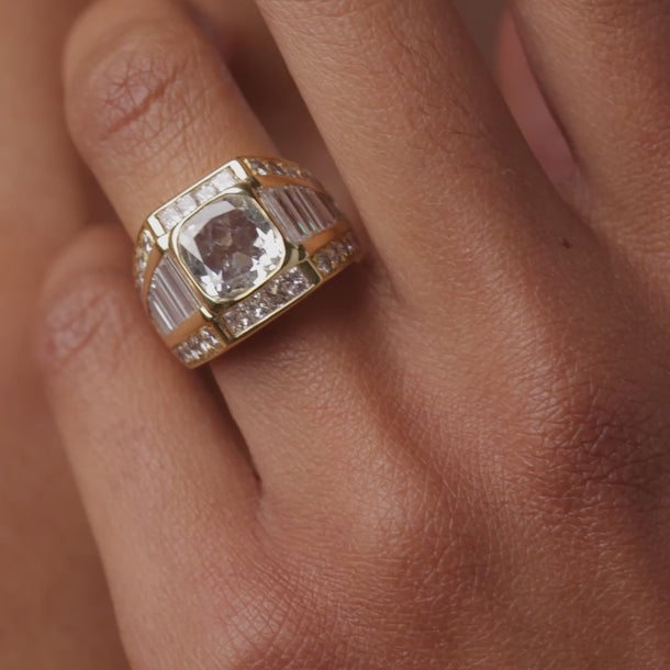 Vintage GIA 2.11 carat old mine cut diamond 18k yellow gold ring Rings Jack Weir & Sons
