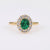 Vintage Inspired Emerald Diamond 18K Yellow Gold Ring Cluster Ring