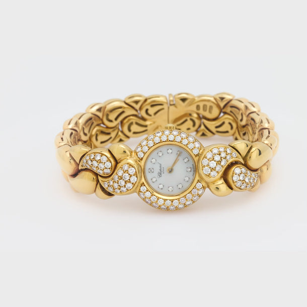 Vintage Chopard diamond 18k yellow gold braided watch