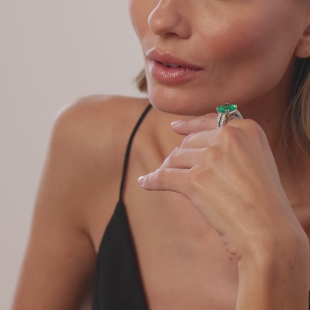 GIA 7.88 carat Colombian emerald diamond 18k white gold cocktail ring Rings Jack Weir & Sons