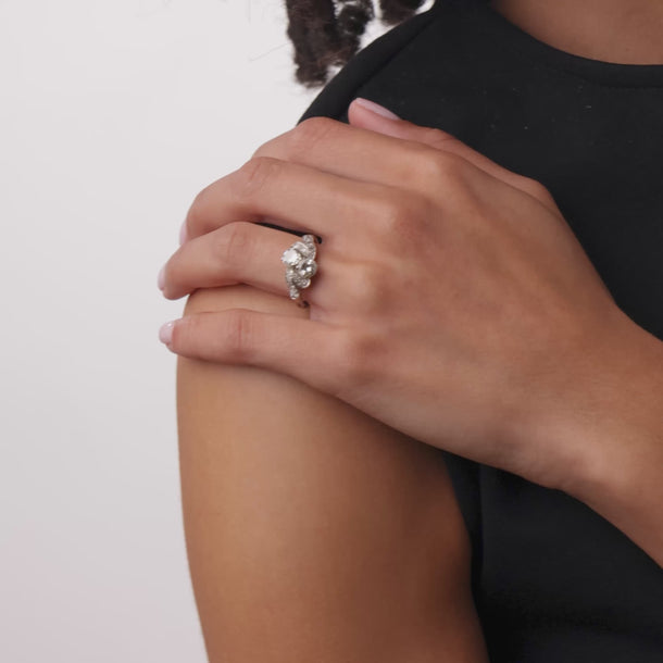 Mid Century diamond 14k white gold Toi Et Moi ring