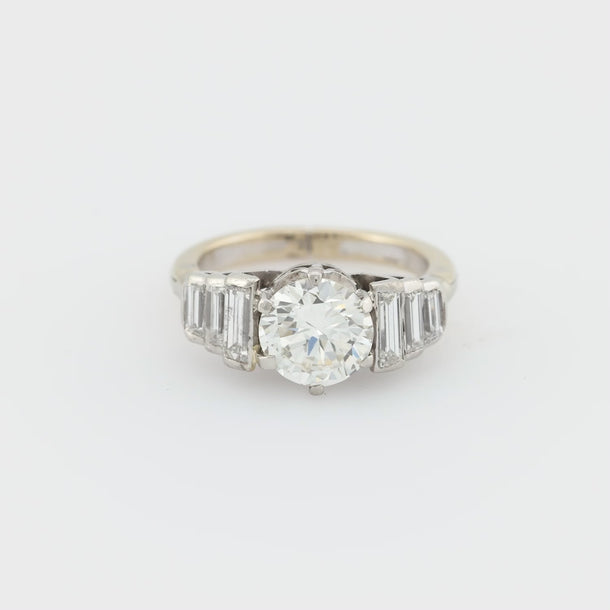 Mid Century GIA 1.52 carat diamond platinum engagement ring Jack Weir & Sons