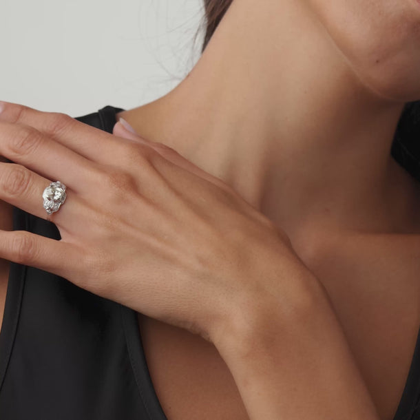 Art Deco GIA 1.34 carat old mine cut diamond platinum engagement ring