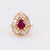 Vintage ruby diamond 18k yellow gold cocktail ring