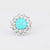 Mid Century Turquoise 5 Carat Diamond 18K White Gold Cluster Ring